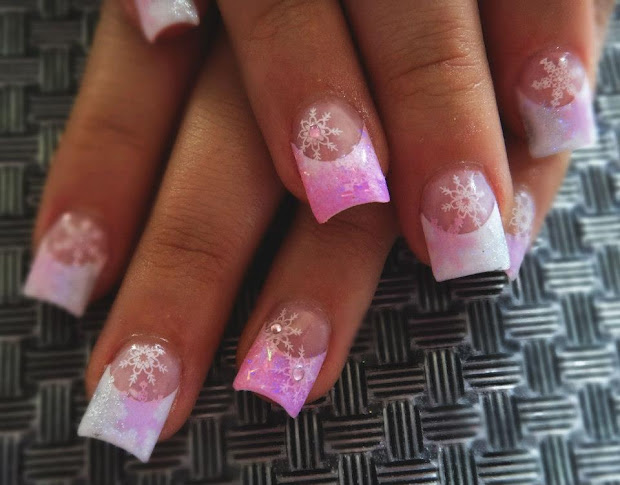 snowflake acrylic nail art