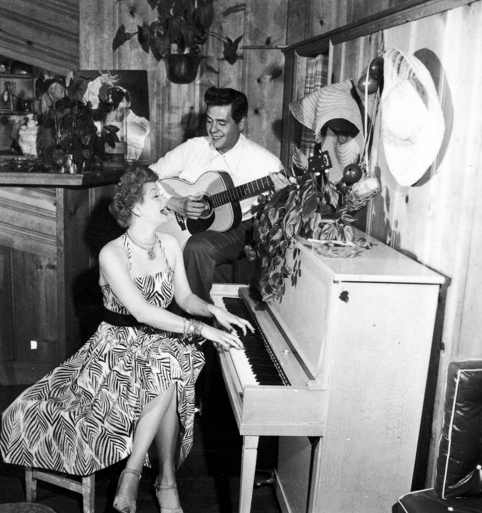 Lucy and Desi together at home in 1955