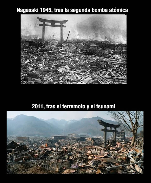 Antes e depois do tsunami no Japão