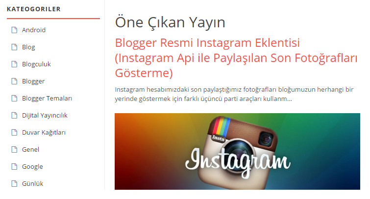 Blogger öne çıkarılmış yazı eklentisi