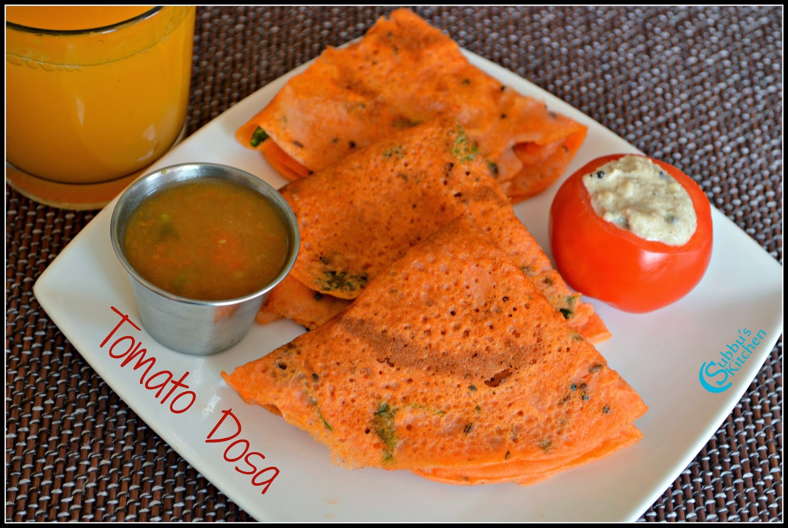 Tomato Dosa Recipe Thakkali Dosai Recipe Subbus Kitchen
