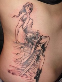 Female Pirate Tattoo - Side Body Tattoo