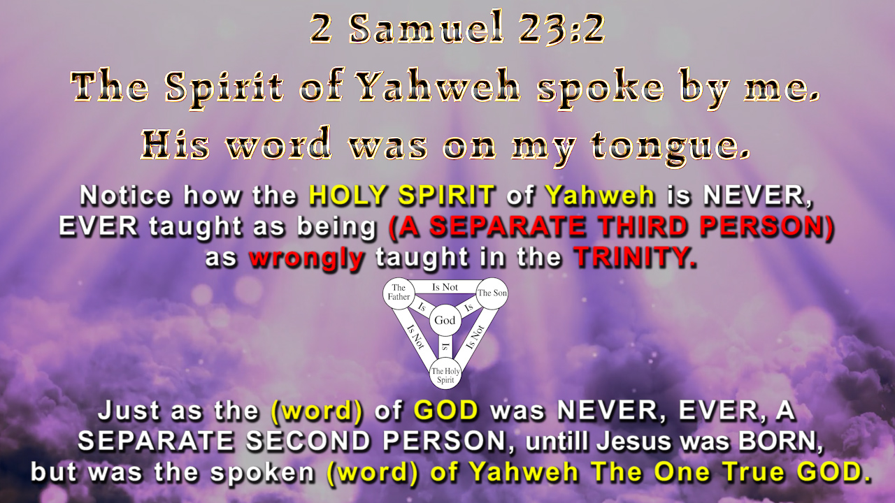 2 Samuel 23:2 The Spirit of Yahweh spoke by me.  His word was on my tongue.