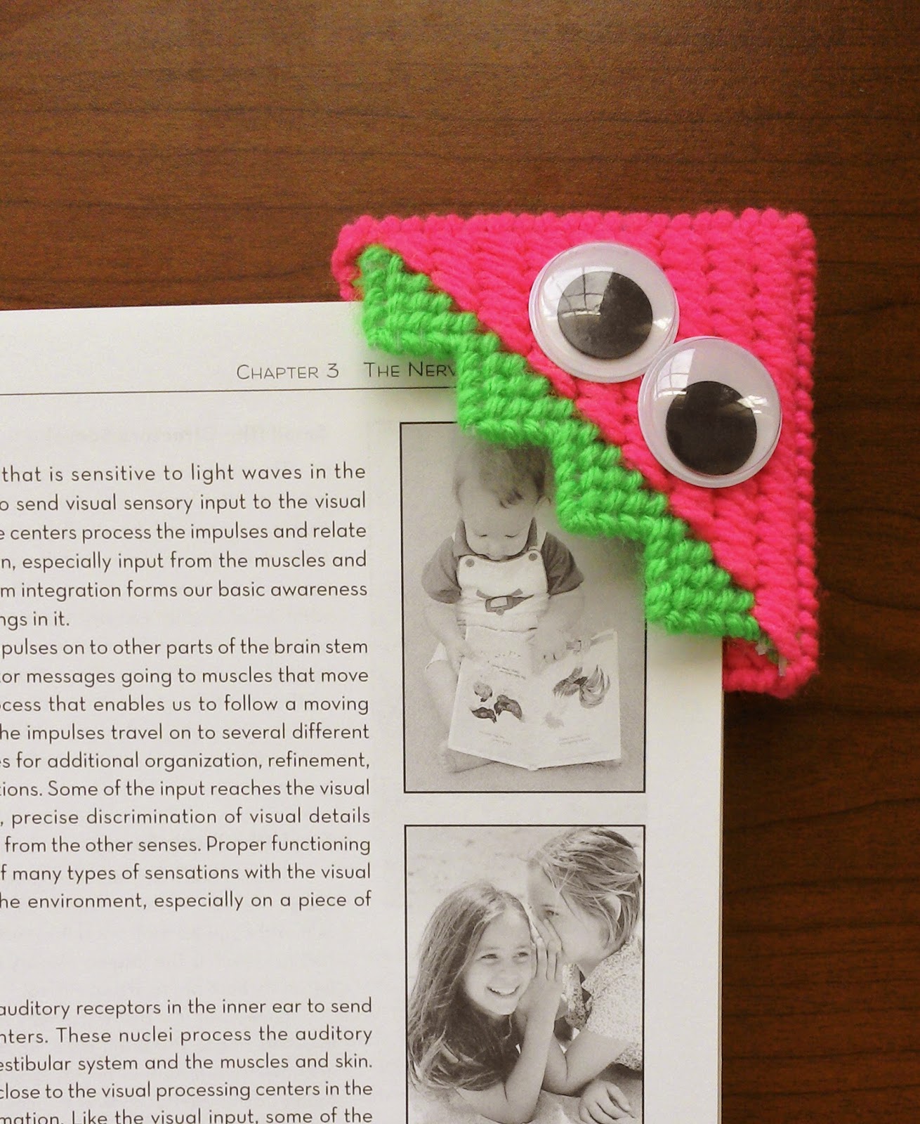 Life lessons from OT Needlepoint Monster Bookmark for visual