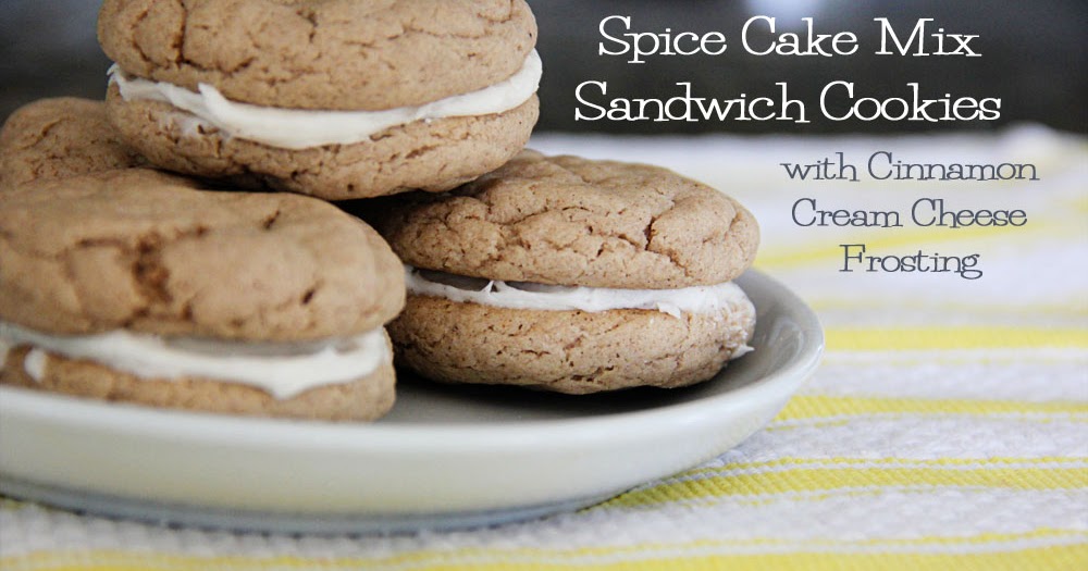 beckaboo Spice Cake Mix Sandwich Cookies with Cinnamon Cream Cheese