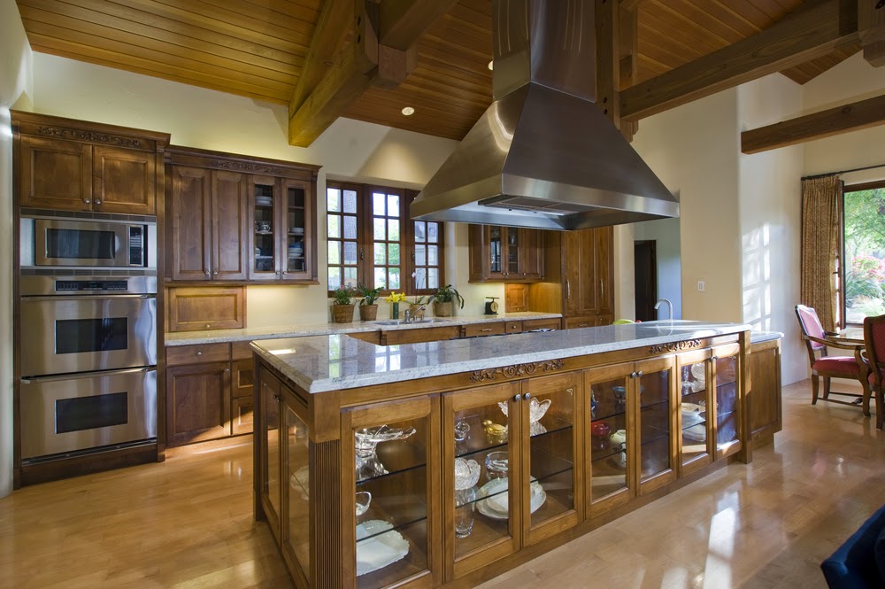 Kitchen Stratosphere Natural Wood Kitchen with GlassFaced Kitchen Island