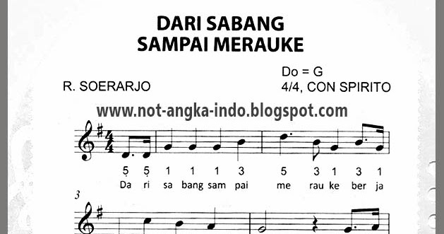 Not Angka Dari Sabang Sampai Merauke NOT ANGKA LAGU DAN CHORD / KUNCI