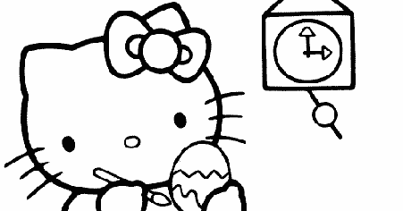 Coloring & Activity Pages: Hello Kitty Painting Easter Eggs Coloring Page