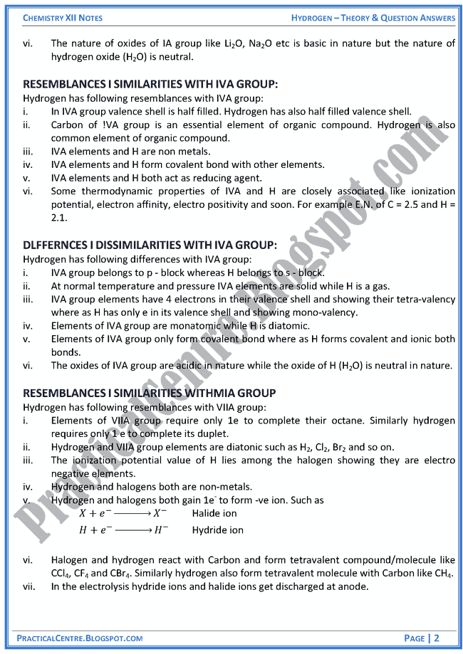 hydrogen-theory-and-question-answers-chemistry-12th