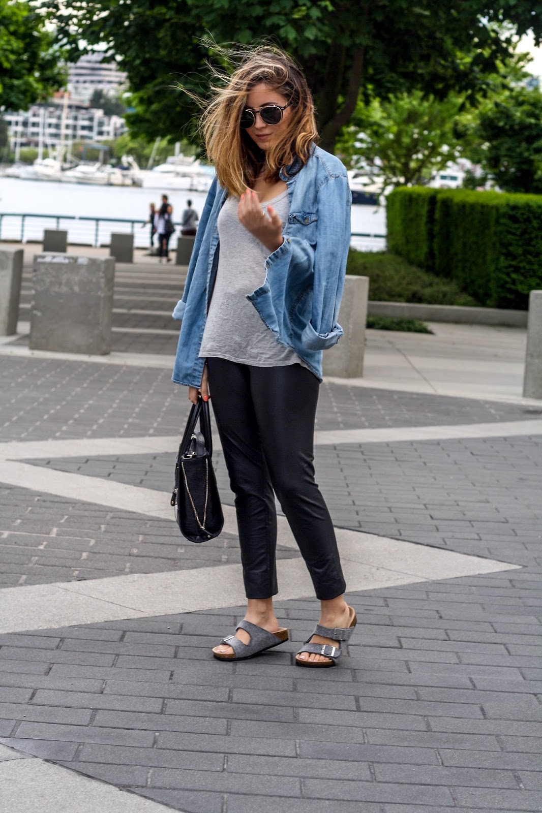 Denim Shirt x Leather Leggings Sound of Sweet Lullabies