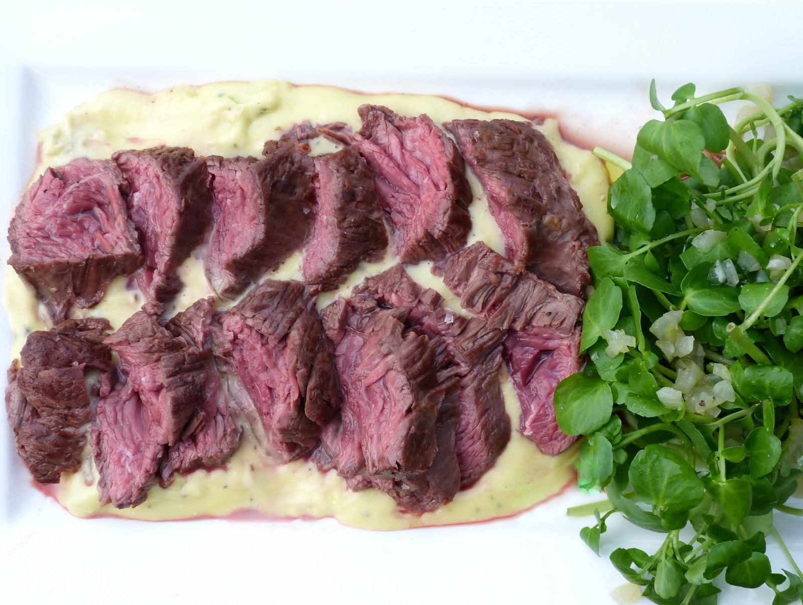 Pies and Fries Hanger Steak with Barkham Blue Hollandaise