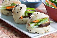 Shitake Mushroom Steamed Buns with Marinated Veggies & Hoisin (or Plum) Sauce (GF)