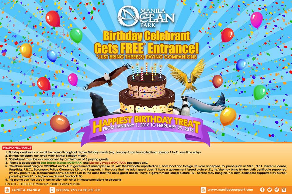 Manila Shopper Manila Ocean Park Birthday Promo JanFeb 2016