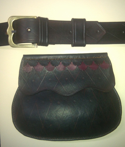 One of the "Christmas" order belt pouches and belt with custom buckle