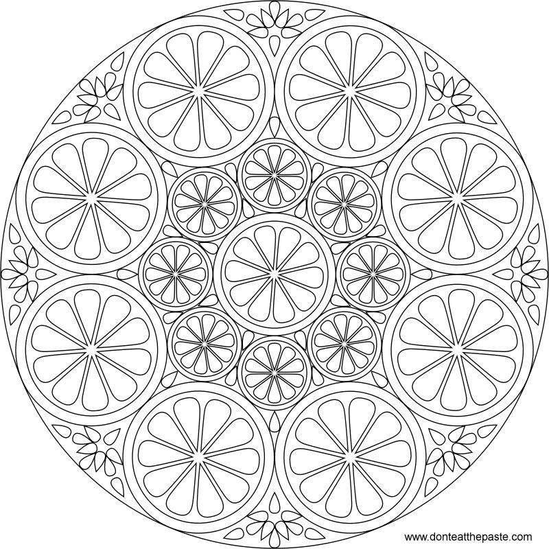Citrus mandala to color- also available in transparent PNG #coloring #mandalas