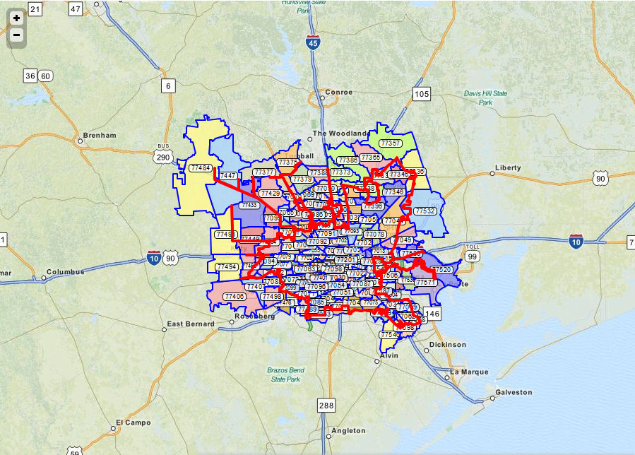 Download Houston Map With Zip free - arknews