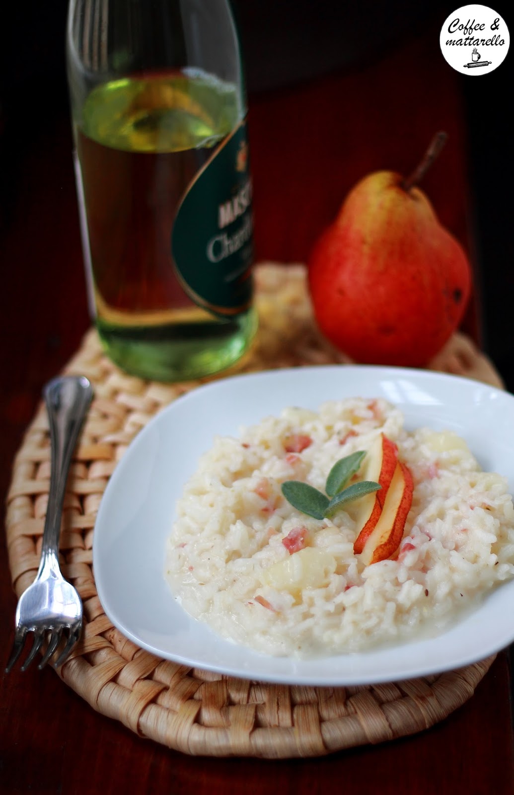 Risotto con lardo, stracchino e pere