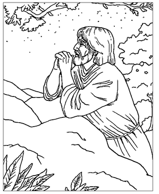 Picture of Jesus praying coloring ~ Child Coloring