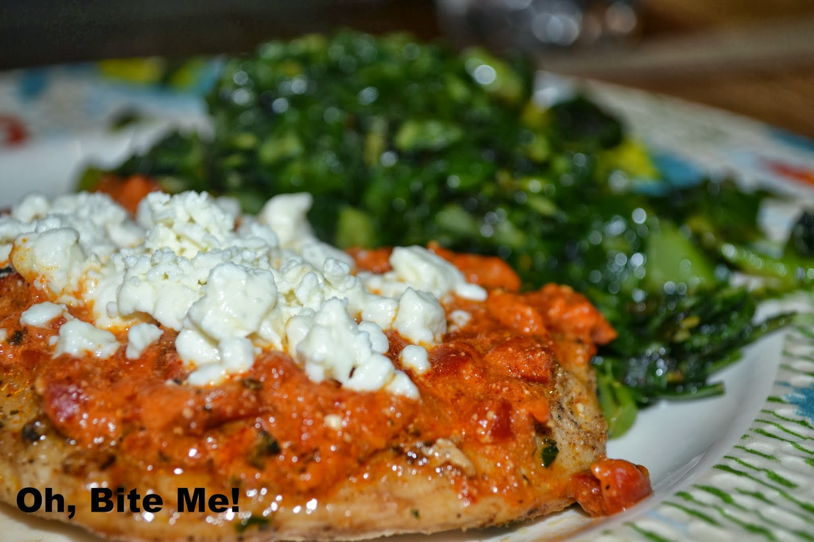 Oh, Bite Me! Roasted Red Pepper Feta Chicken