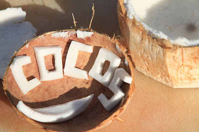 Cocos Spelled Out Using Coconut Meat 