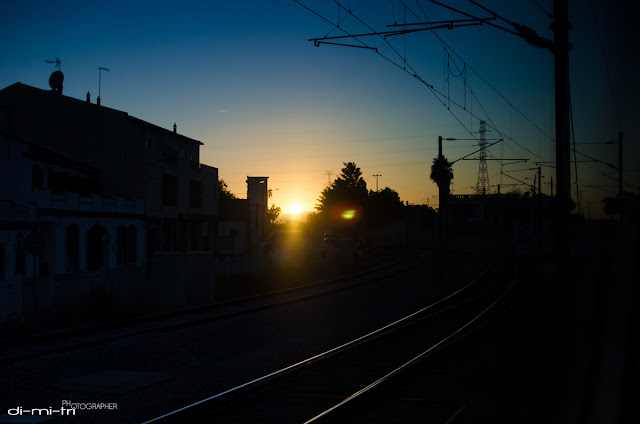 Sunset over tracks