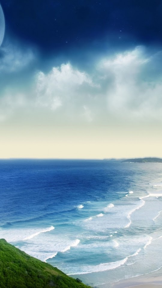 Ocean Shore Blue Waves Illustration  Android Best Wallpaper