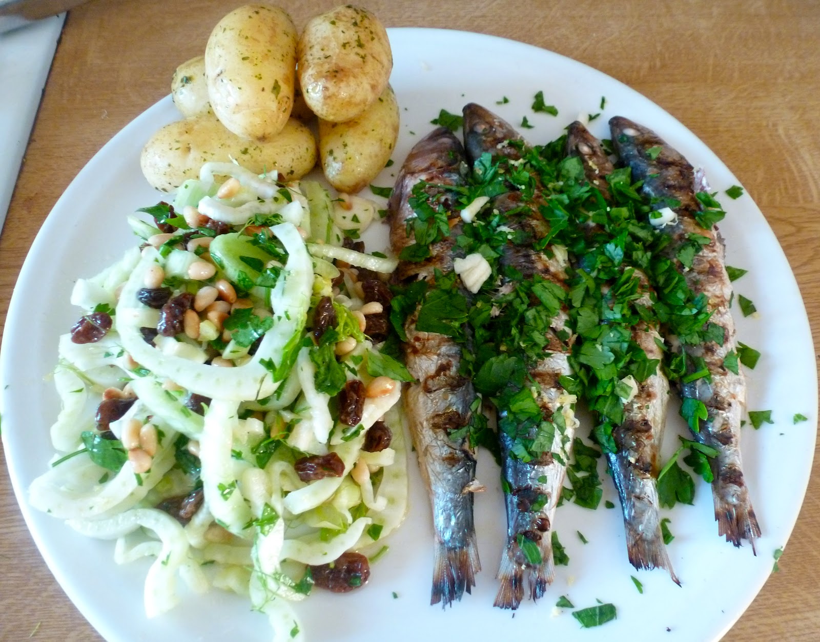 RECIPE Sardines with Sicilian fennel salad and new potatoes Rosie Posie's Puddings & Pies