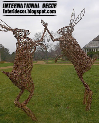 hare willow sculpture for garden, decorative garden ideas