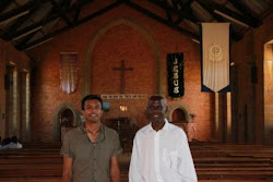 With the pastor at the church at Livingstonia