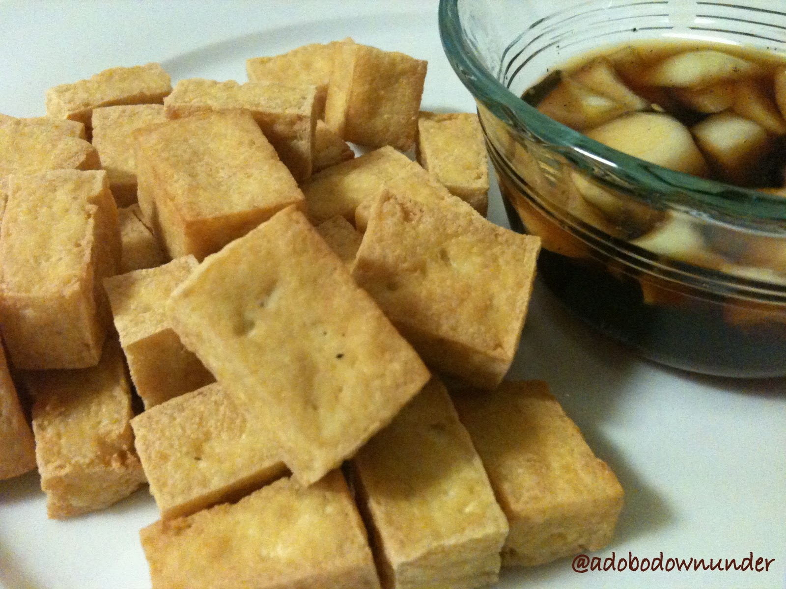 adobo down under Fried tofu with soyvinegar dip