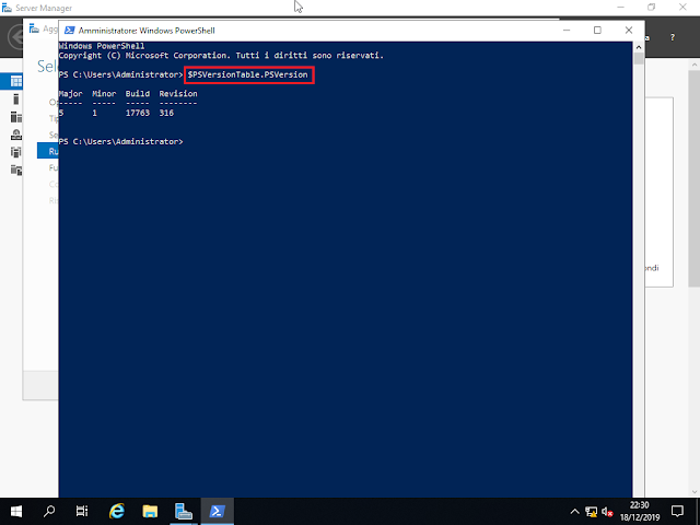 Windows Server 2019, Versione PowerShell Windows Server 2019, Versione PowerShell