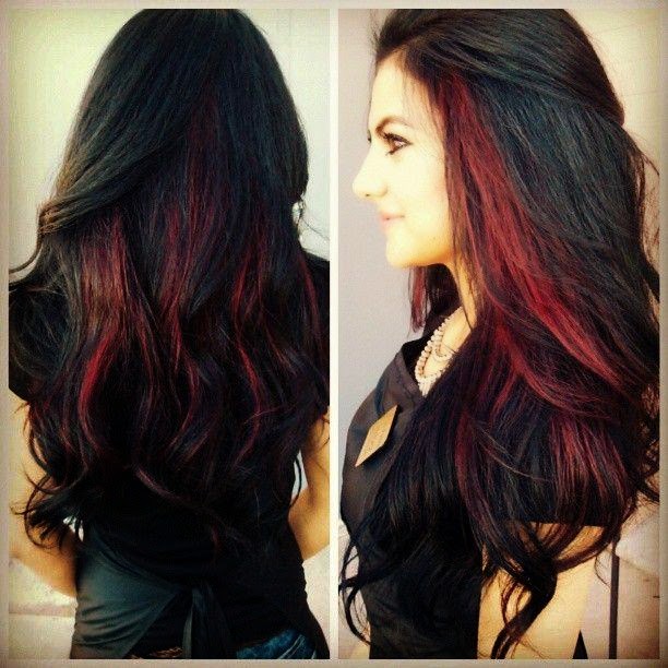 Black Hair With Red Highlights Hairstyles Hairstyle