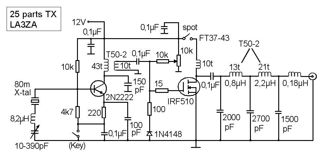 Amateur Radio QRP Projects 25 part transmitter for the QRP Minimal Art Session