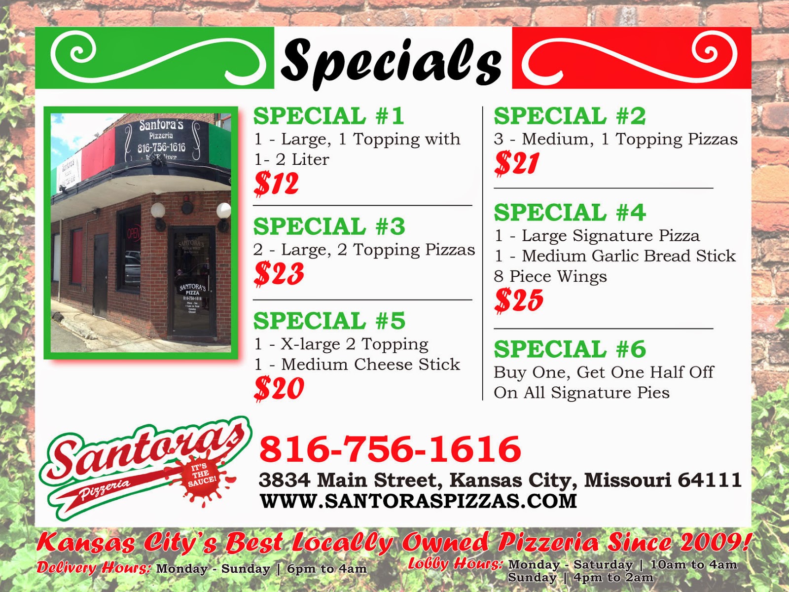 Santora's Pizza News Midtown KC Santoras Is Now Open On Sunday 4pm to 2am