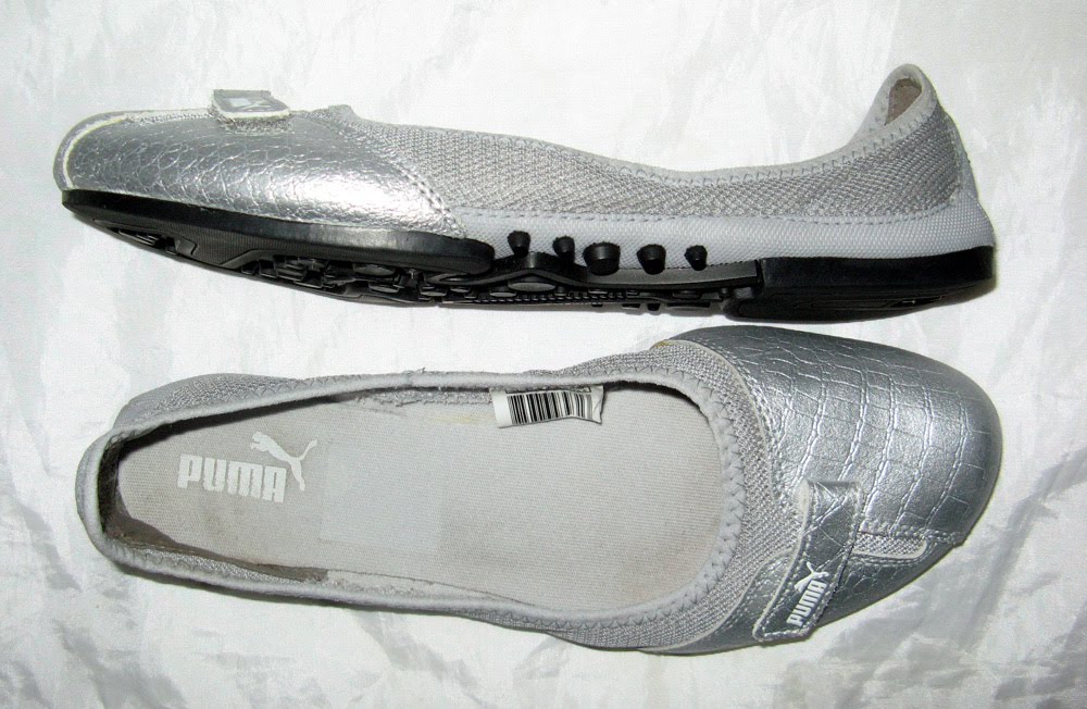 PUMA Ballet Tennis Shoes Silver Leather Size 10