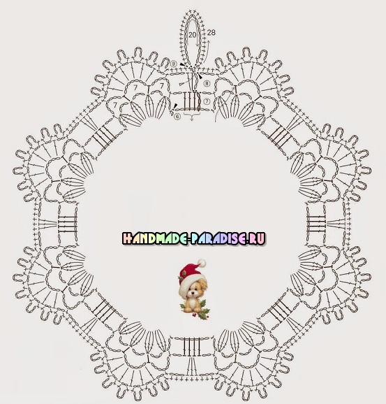 Схема вязания новогодней прихватки - снежинки крючком Схема вязания новогодней прихватки - снежинки крючком