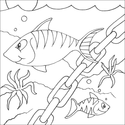 Line Drawing :: Clip Art :: Fish in the Tank