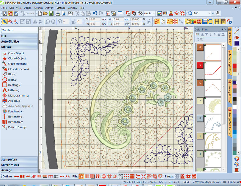 A quilter doing machine embroidery A quilter doing machine embroidery