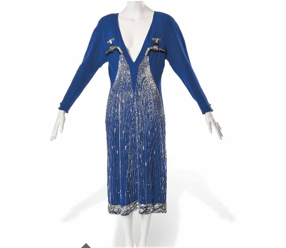 Blue Sequin Nightgown, circa 2000, Peignoir du soir brodé de sequins bleu  nuit, circa 2000, KARL, Karl Lagerfeld's Estate Part II, 2021
