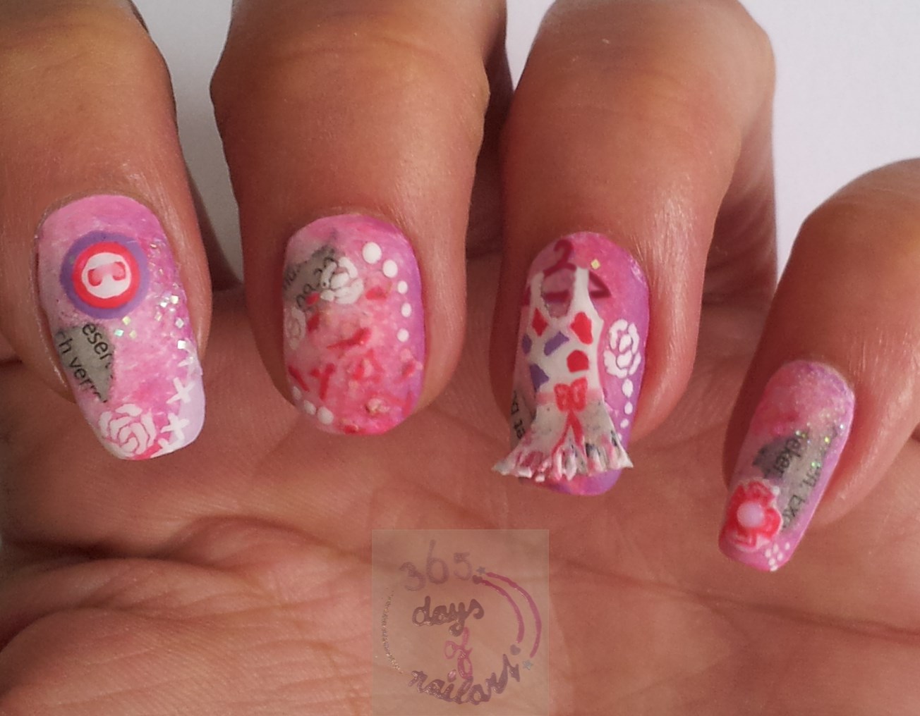 365+ days of nail art Day 236) Scrapbook nail art