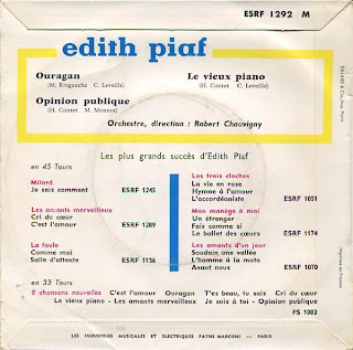 Edith Piaf - Ouragan - France - 1960 - Back
