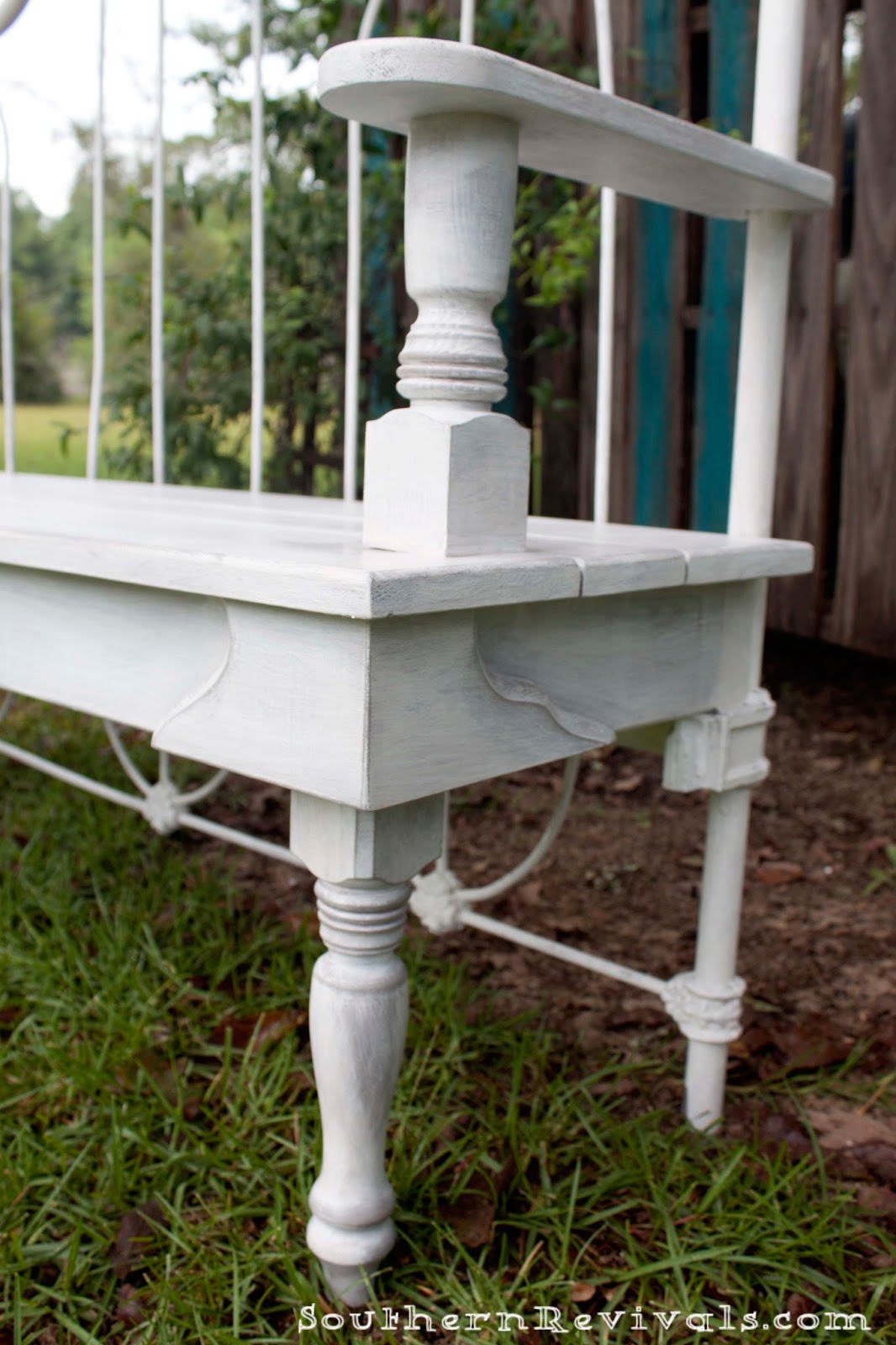 DIY Repurposed Metal Headboard Bench Southern Revivals
