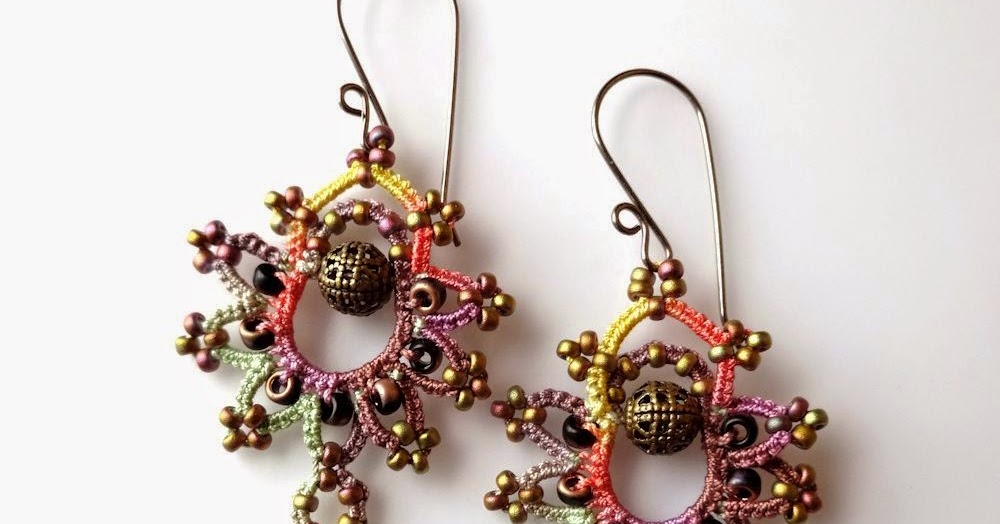 Yarnplayer's Tatting Blog Mixed Media Earrings Tatting, Beads, and