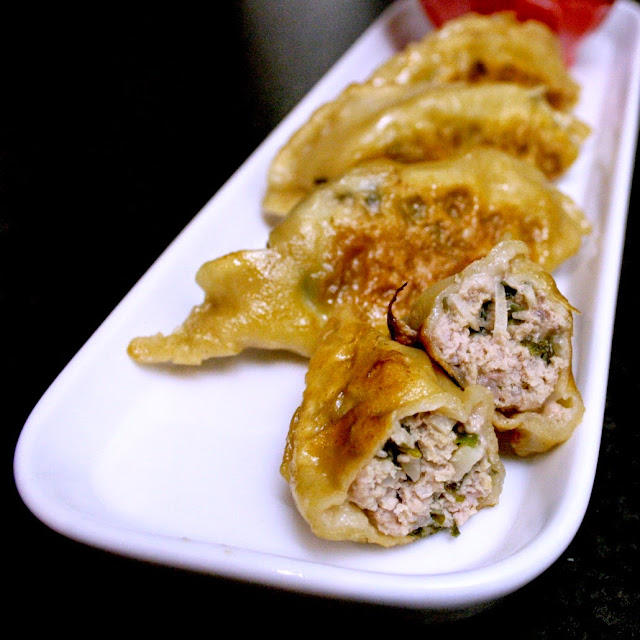 A great appetiser, snack or even a meal - pork and seaweed gyoza (Japanese dumplings)