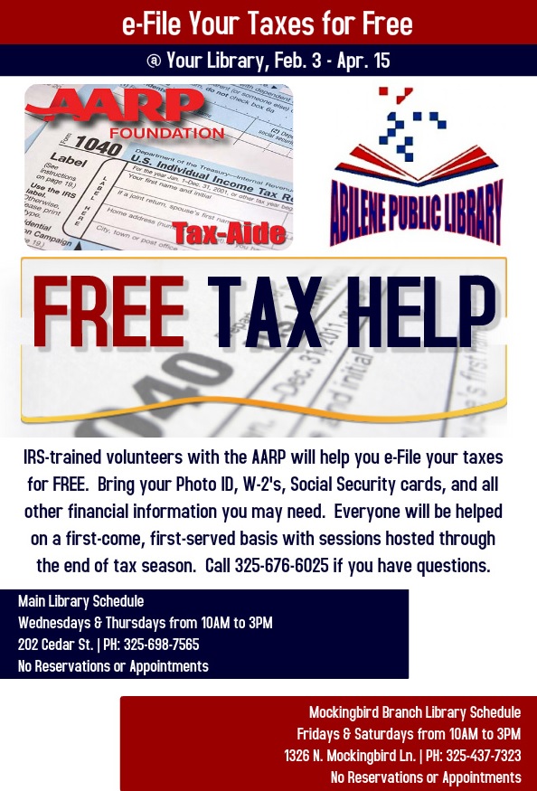 News/Events Your Library Free Tax Assistance Available Feb. 3 to Apr. 15