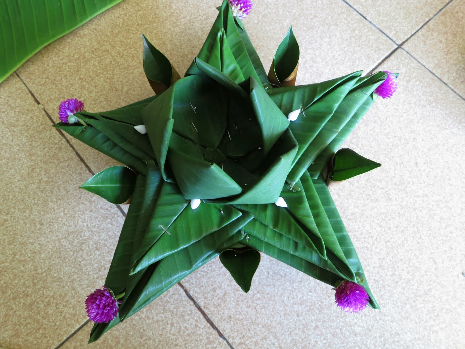 Jaded Crafter Making Krathong banana leaves boat