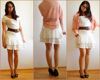 Outfit Oh my Anchor! - Lace Skirt, Anchor-Shirt & Crochet Cardigan