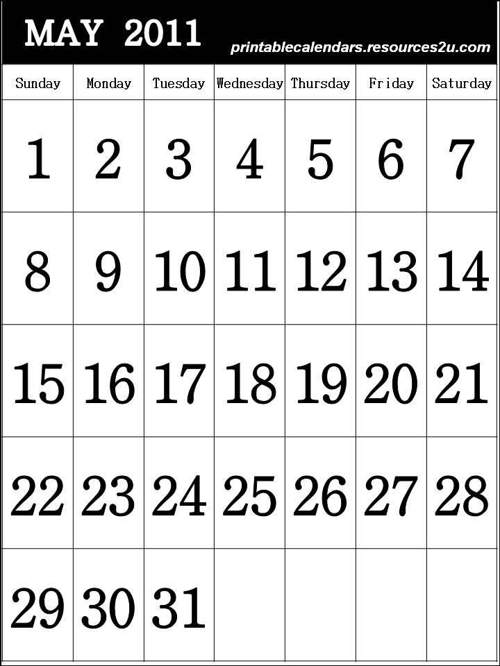 2011 Calendar Template Free Download. May 2011 Calendar template