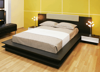 Yellow bedroom furniture with spacious rooms landscape