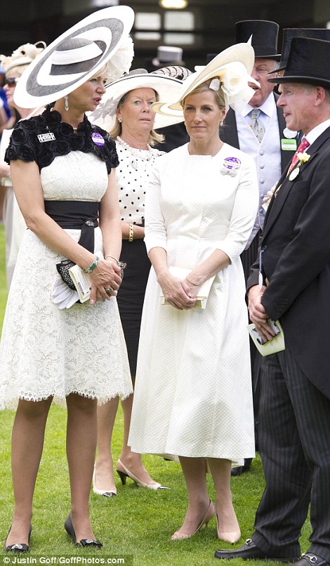 Sophie Wessex was lovely in a cream outfit with an ivory bespoke hat by Jane Taylor Millinery on day 2 at Royal Ascot, 2014